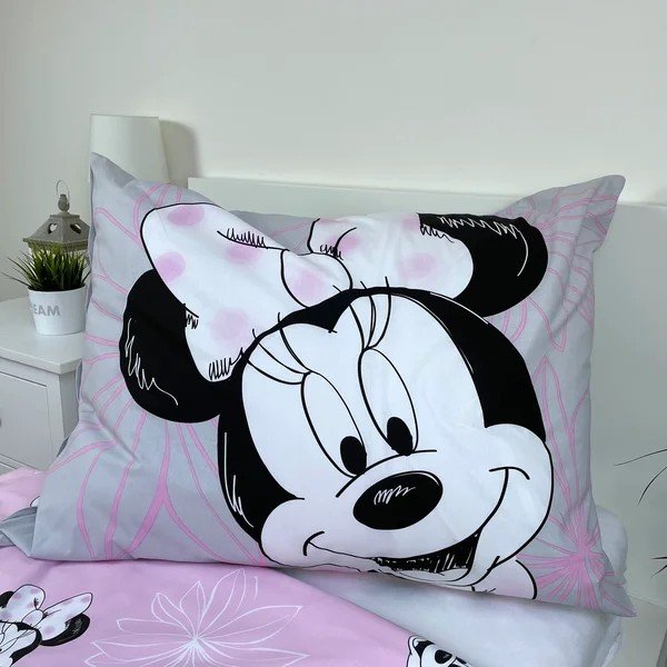 Roosa/hall puuvillane laste voodipesu üheinimesevoodile 140x200 cm Minnie Beautiful - Jerry Fabrics-image-3