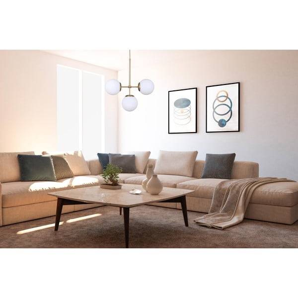 Kuldne-valge klaasist varjuga rippvalgusti ø 15 cm Seagull - Squid Lighting-image-2