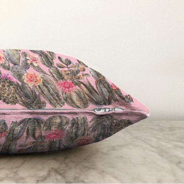 Roosa padjaümbris puuvillaseguga Blooming Cactus, 55 x 55 cm - Minimalist Cushion Covers-image-1