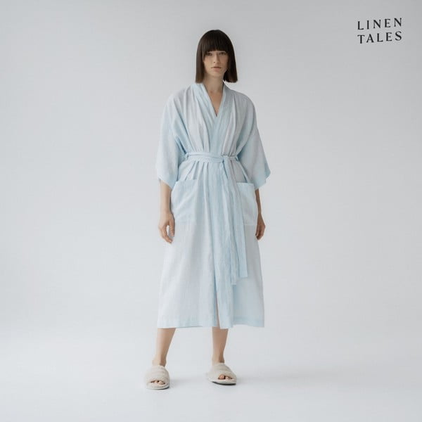 Helesinine linasest riidest hommikumantel suurus S/M Summer - Linen Tales