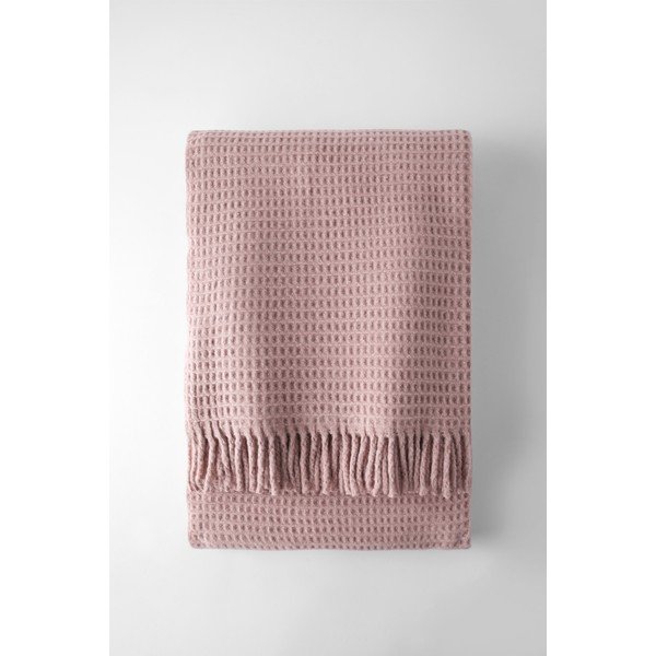 Roosa pleed puuvilla seguga 140x180 cm Basics Waffle – Euromant