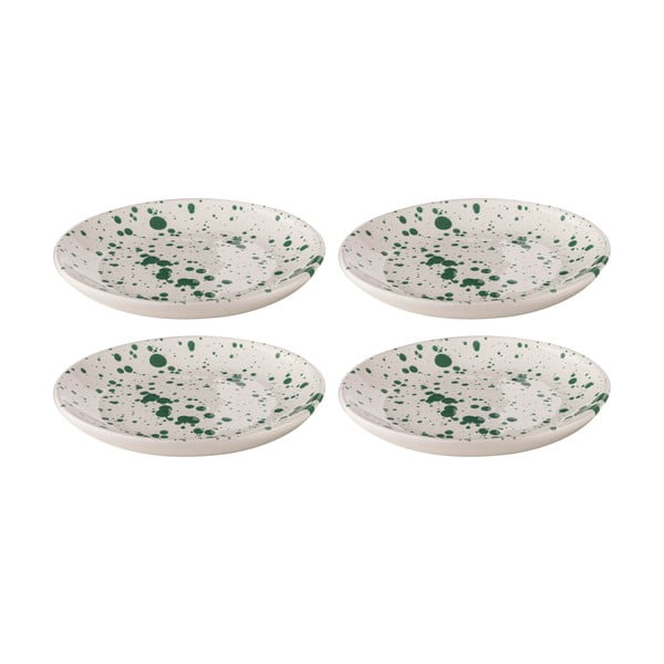 Valge-rohelised magustoidutaldrikud 4 tk komplektis, kiviplaadist ø 18 cm Carnival - Ladelle