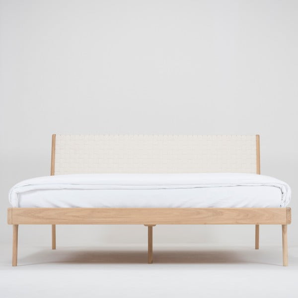 Valge/puiduvärvi tammepuust kaheinimesevoodi 160x200 cm Fawn - Gazzda-image-3