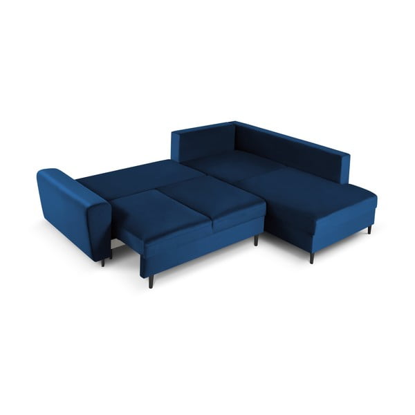 Sinine sametist panipaigaga nurgadiivanvoodi (parem nurk/"L"-kujuline) Kyoto - Cosmopolitan Design-image-2