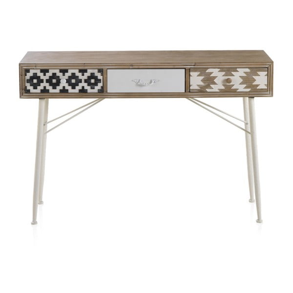 Rustico konsoollaud mustade ja valgete detailidega ning kolme sahtliga Geometric - Geese-image-3