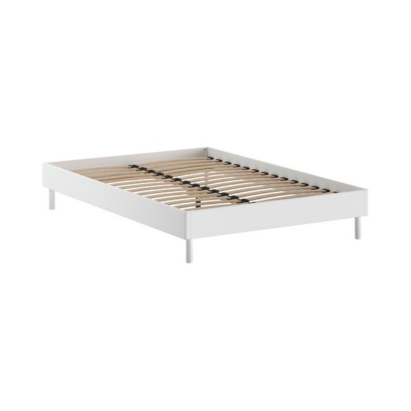 Valge pöögipuidust kaheinimesevoodi ilma peatsita ja liistudest raamiga 140x200 cm Forrest - Vipack