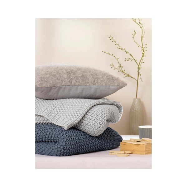 Šedý pletený pléd Biederlack, 170 x 130 cm-image-1