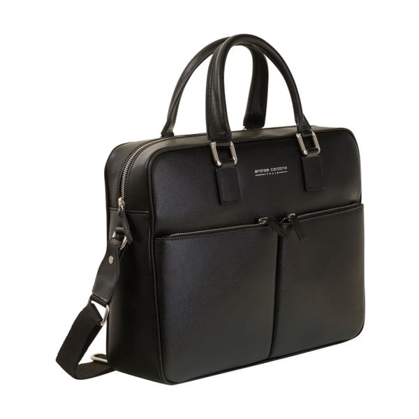 Černá taška / kabelka z pravé kůže Andrea Cardone Santo Crispo