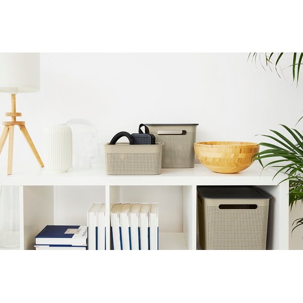 Beeži värvi hoiukorv taaskasutatud plastikust Brisen - Rotho-image-2