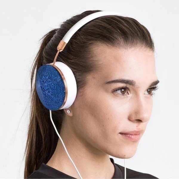 Modro-bílá sluchátka s detaily v barvě růžového zlata Frends Taylor Glitter-image-2