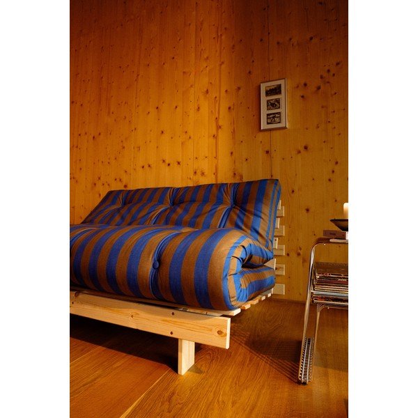 Sinine/pruun futon/puidust tool Roots - Karup-image-4