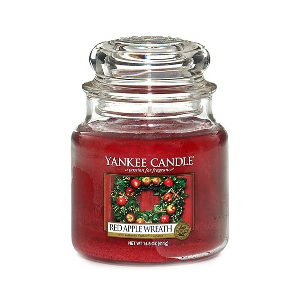 Vonná svíčka Yankee Candle Věnec z červených jablíček, doba hoření 65 - 90 hodin