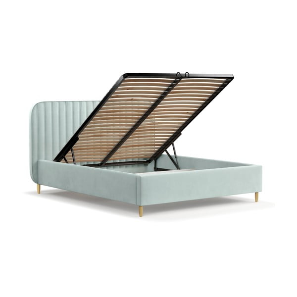 Mündivärvi polsterdatud kaheinimesevoodi koos voodipõhja ja panipaigaga 160x200cm Noto - Maison de Rêve-image-3