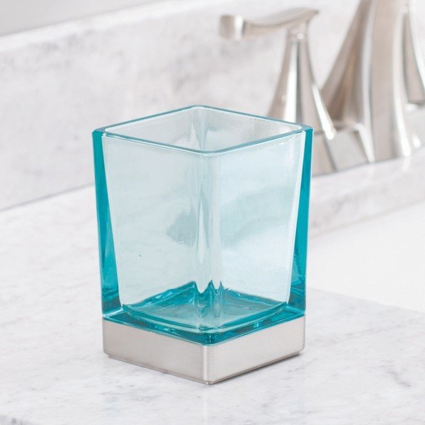 Modrý skleněný koupelnový kelímek InterDesign-image-1