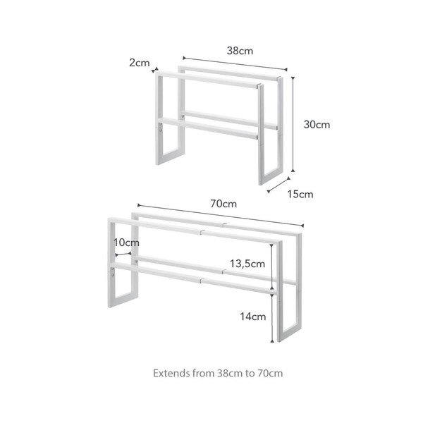 Valge metallist teleskoopiline jalanõude riiul Line - YAMAZAKI-image-3