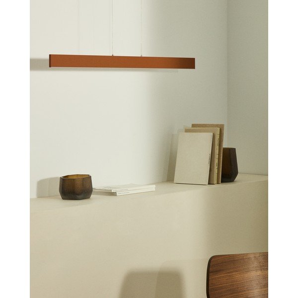 Terrakottapunane LED-rippvalgusti metallist varjuga Boadella - Kave Home-image-1