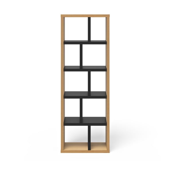 Must-puiduvärvi tammedekooriga raamaturiiul 70x198 cm Berlin - TemaHome-image-2