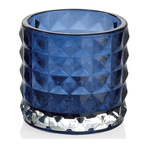 Modrý skleněný svícen Andrea House Blass, 7,5 x 7 cm