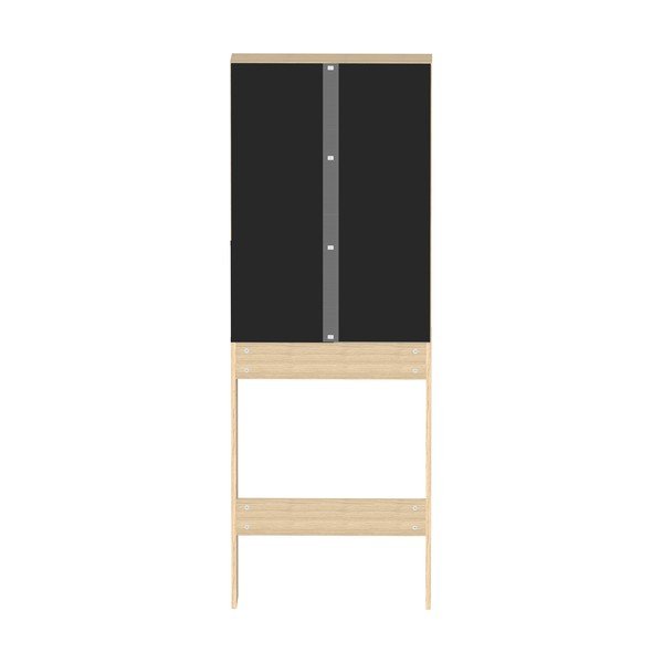 Must/puiduvärvi tammespooniga kõrge vannitoakapp  64x179 cm Kube – TemaHome-image-4