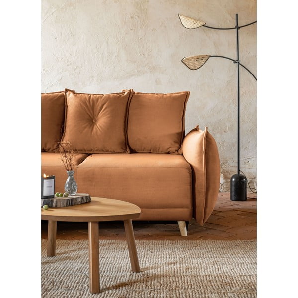 Tellisevärvi velvetist nurgadiivanvoodi (vasak nurk) Lazy Lukka - Miuform-image-4