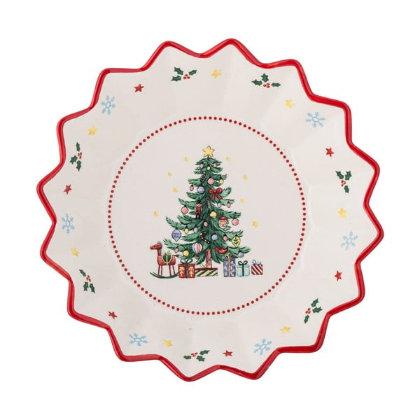 Punane-kreem keraamiline serveerimisalus jõulumotiiviga ø 20 cm Naive - Bloomingville