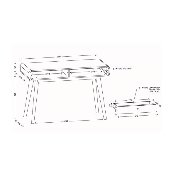 Valge ja pruun kirjutuslaud Caitlin - Støraa-image-1