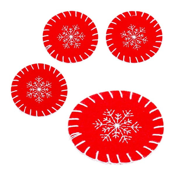 Punased jõulumotiividega rannalauad 4 tk komplektis - Casa Selección-image-1