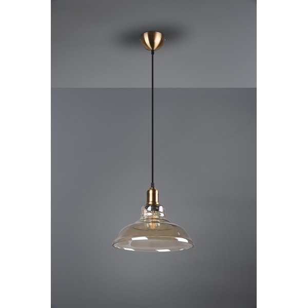 Messingivärvi metallist rippvalgusti klaasist varjuga ø 28 cm Aldo - Reality-image-3