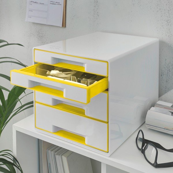 Valge ja kollane sahtlikarp WOW CUBE, 4 sahtlit Cube - Leitz-image-1
