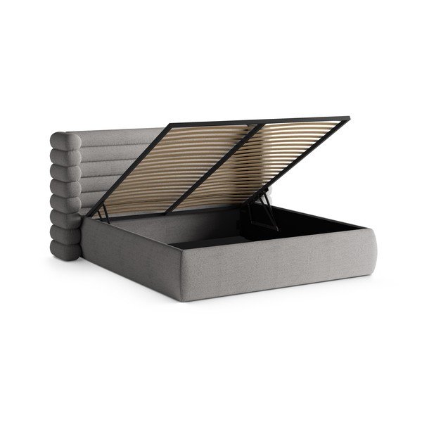 Hall polsterdatud kaheinimesevoodi koos panipaiga ja voodipõhjaga 160x200 cm Mount - Micadoni-image-2