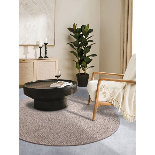 Helepruun käsitsi kootud ümmargune villane vaip ø 200 cm Francois - Villeroy&Boch-image-1