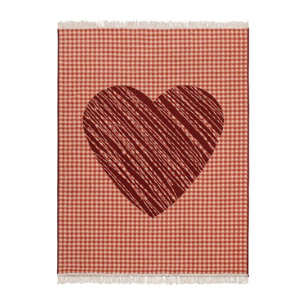 Koberec Fringe - červené srdce, 140x200 cm