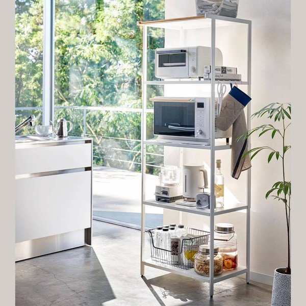 Matt valge terasest riiul 60x170x46,5 cm Tower - YAMAZAKI-image-1