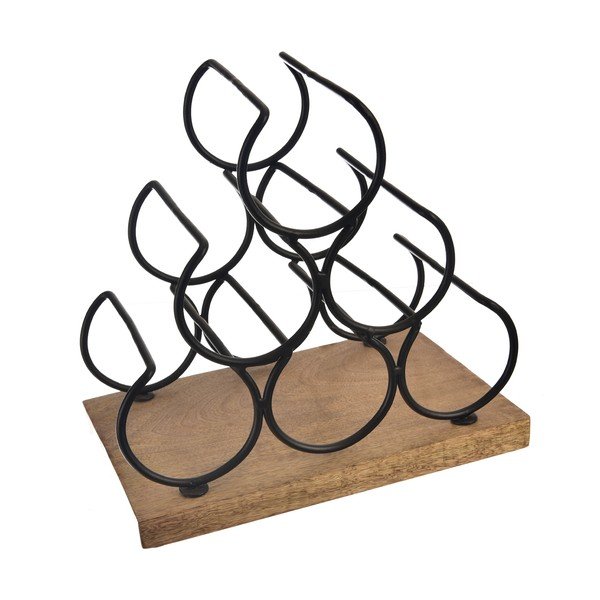 Puidust/metallist veiniriiul, pudelite arv 6 Black - Orion