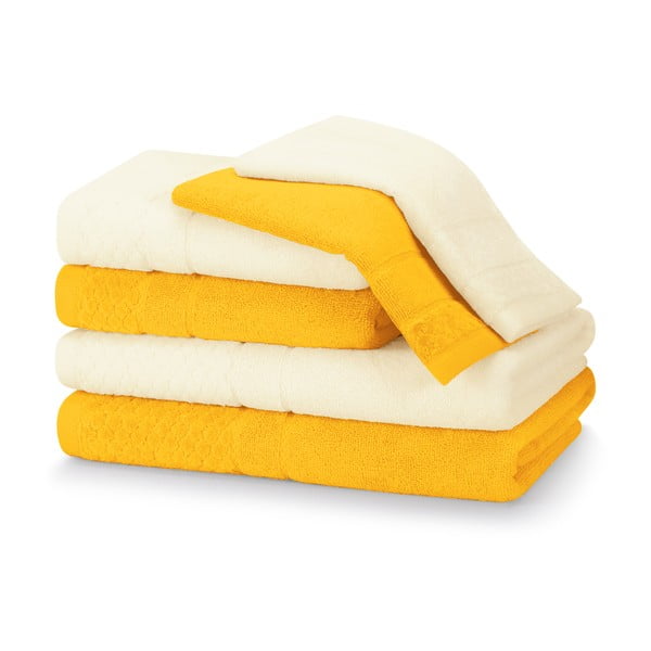 Kollased puuvillased froteerätikud ja käterätikud 6tk komplektis  Rubrum - AmeliaHome