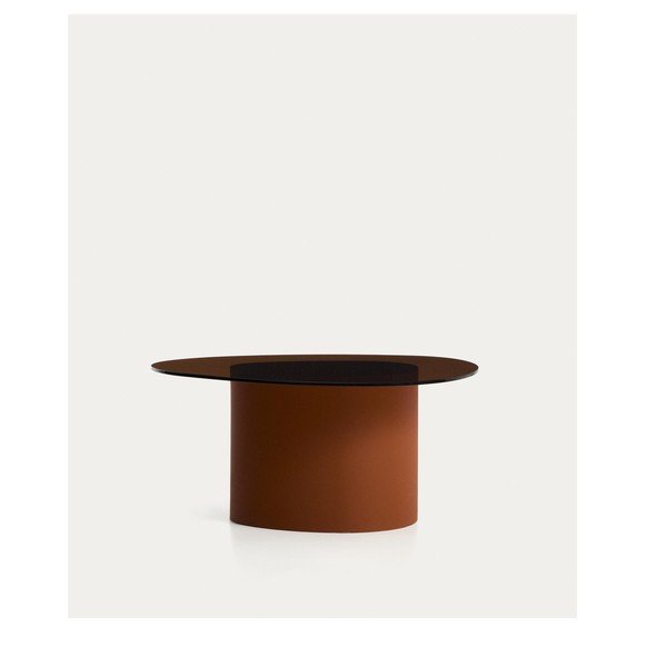 Pruun kohvilaud klaasist pealispinnaga 74x81,5 cm Olir - Kave Home-image-3