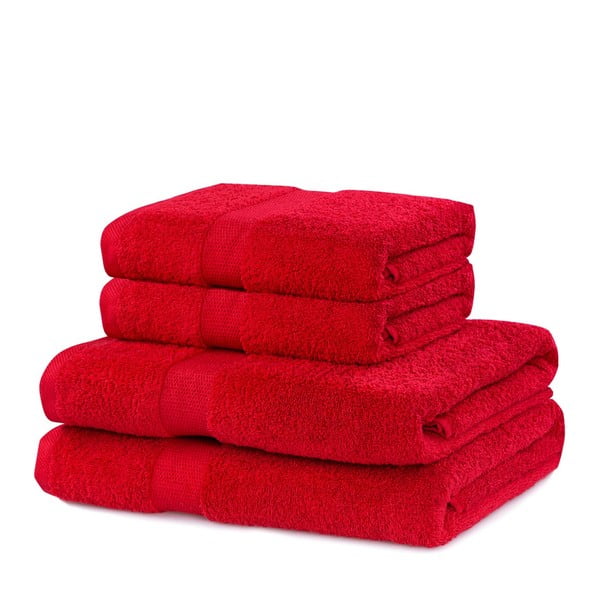 Punased puuvillased froteerätikud ja käterätikud 4tk komplektis Marina - DecoKing