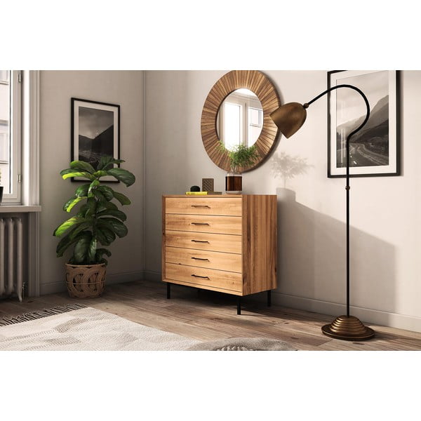 Kõrge kapp tammepuust naturaalset värvi 97x95 cm Abies - The Beds-image-3