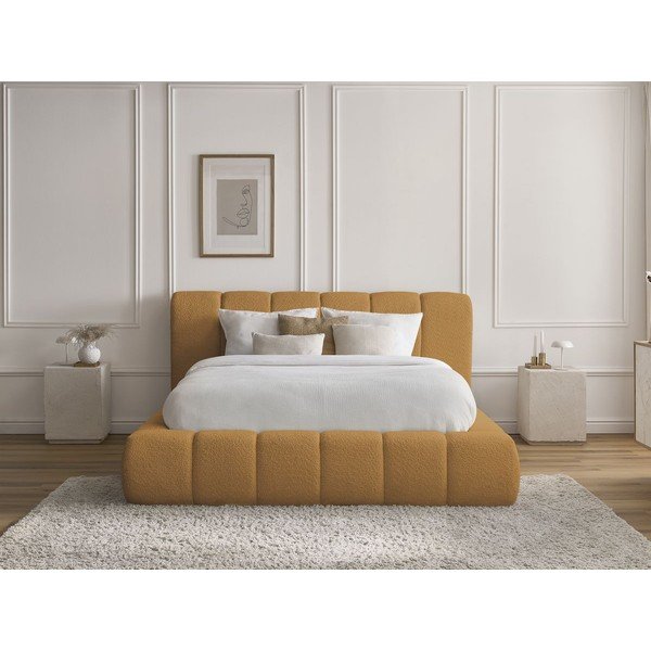 Sinepivärvi polsterdatud kaheinimesevoodi koos panipaiga ja voodipõhjaga 160x200 cm Denali - Bobochic Paris-image-1