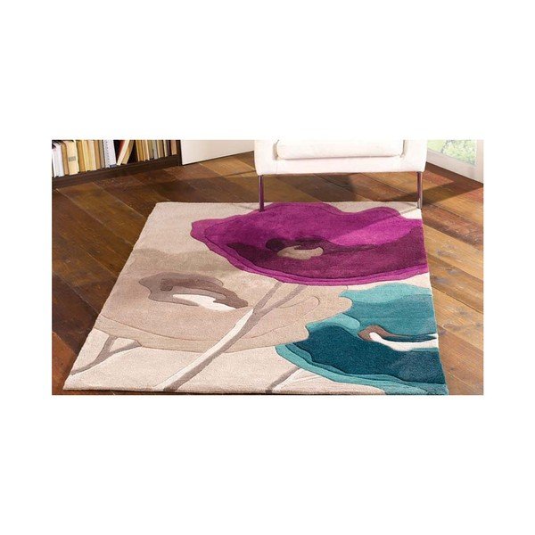 Koberec Poppy Flowers Teal Purple, 120x170 cm-image-3