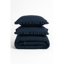 Tumesinine Renforcé puuvillast pikendatud voodipesu kaheinimesevoodile 240x220 cm Ruffle Striped - Mila Home Luxury
