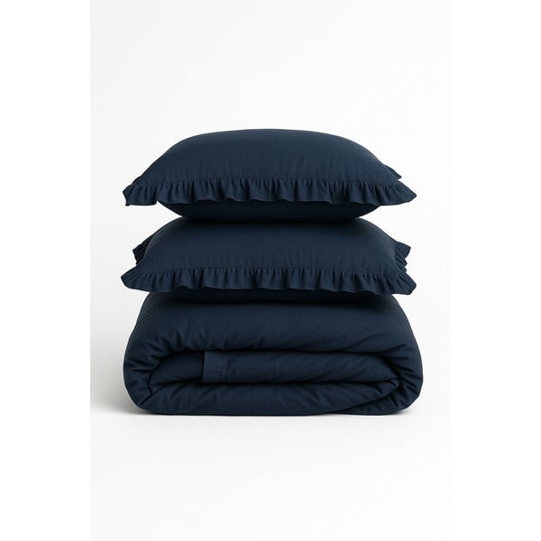 Tumesinine Renforcé puuvillast pikendatud voodipesu kaheinimesevoodile 240x220 cm Ruffle Striped - Mila Home Luxury