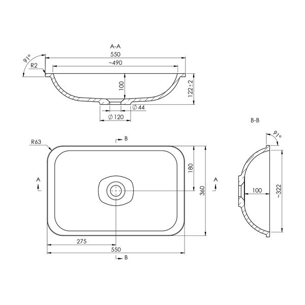 Valge valatud marmorist valamu 55x36 cm Japura - Sapho-image-3