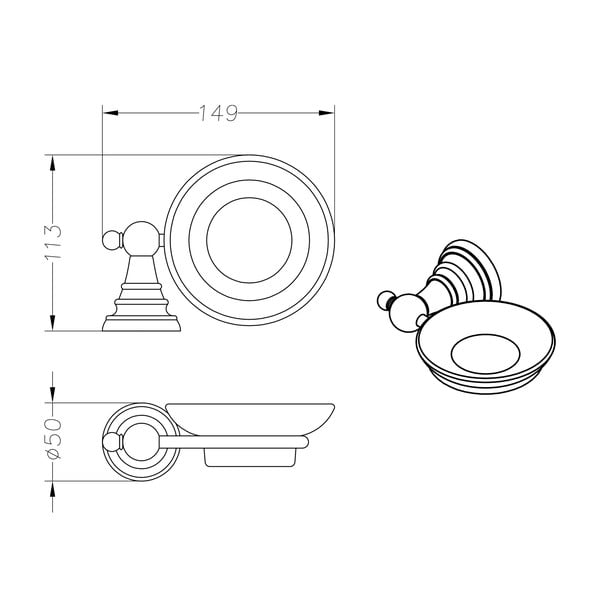 Seinale paigaldatud messingist seebikaussi Diamond - Sapho-image-3