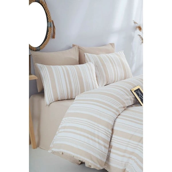 Beež puuvillane pikendatud voodipesu kaheinimesevoodile 200x220 cm - Mila Home-image-1