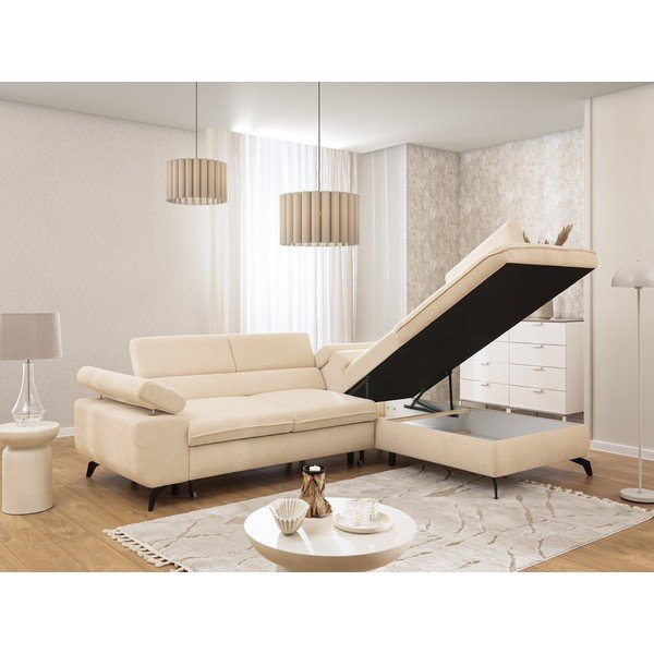 Kreemikas šenill-nurgadiivan (parempoolne/L-kujuline) Marbeya - Ropez-image-4