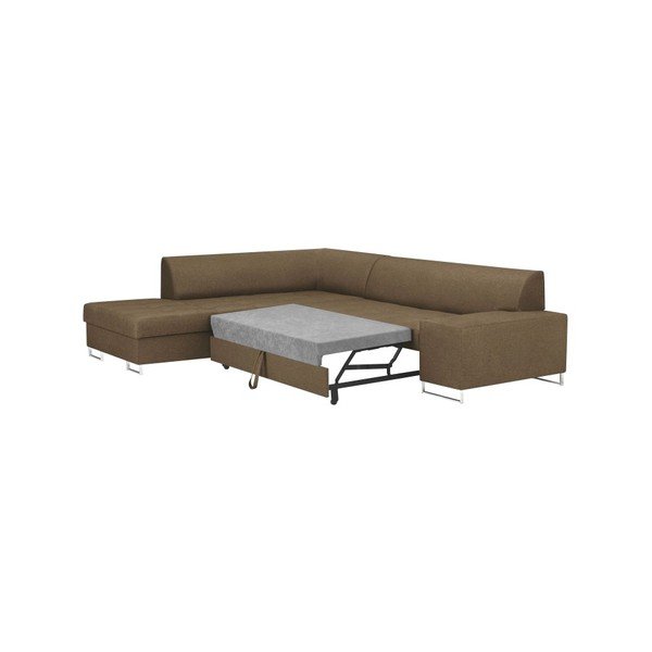 Světle hnědá rohová rozkládací pohovka s nohami ve stříbrné barvě Cosmopolitan Design Orlando, levý roh-image-4