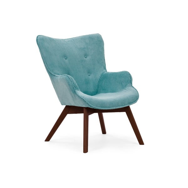 Türkiissinine velvetist tugitool koos jalatoega Niko - Ropez-image-4