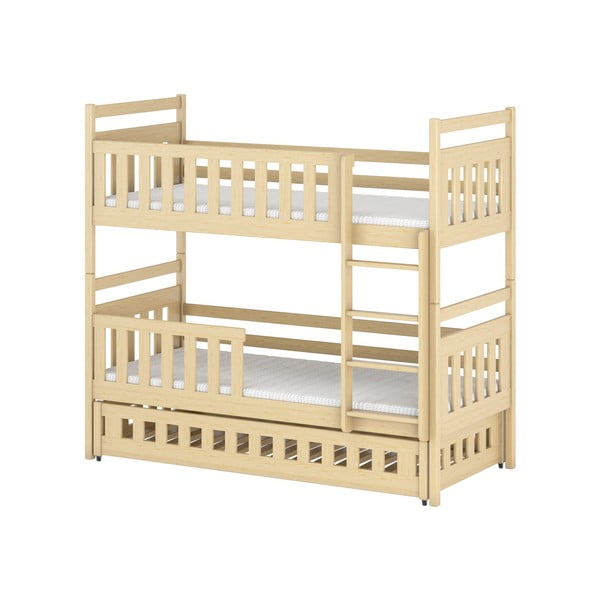 Patrová dětská postel z borovicového dřeva s výsuvným lůžkem 80x180 cm Oliwia - Lano Meble