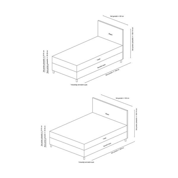 Beež polsterdatud kaheinimesevoodi koos voodipõhja ja panipaigaga 160x200 cm Safir - Kalune Design-image-3